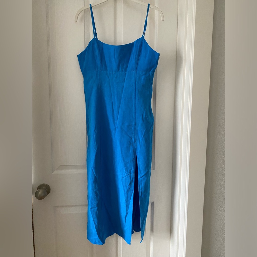 Zara linen blue dress new with tags